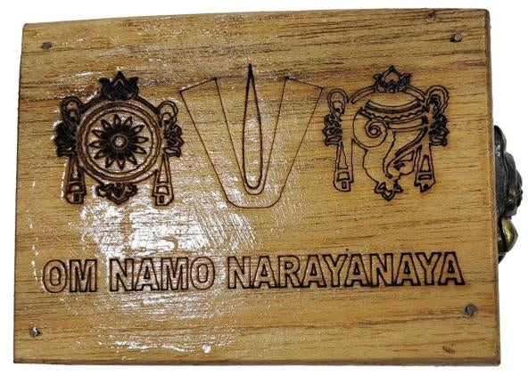 Teak Wood Vadakalai Square Thiruman Box with Mirror inside