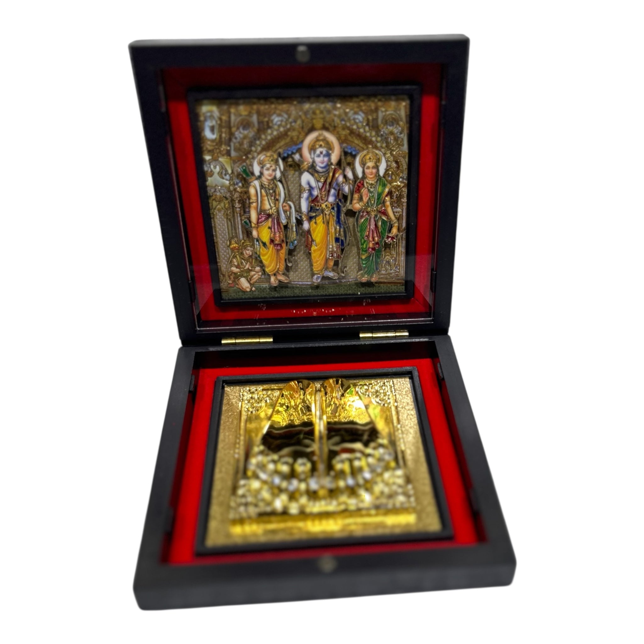 Sri Ram Darbar Gold Plated Charan Padhukas Med Box Corporate Gift 11 x 11 cms - Choice of Spiritual Significance