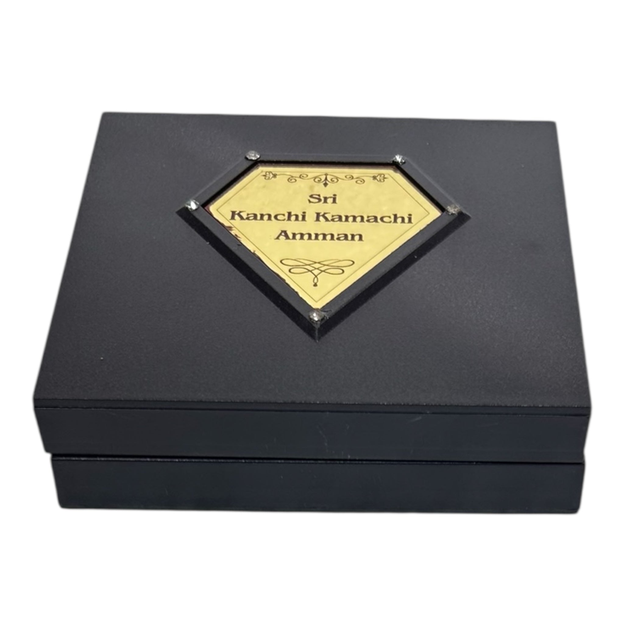 Kanchi Kamatchi Amman Gold-Plated Padham Box – 11 × 11 cm - spiritual décor and Gifting
