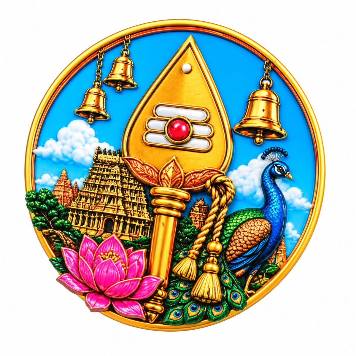 Lord Murugan Vel Magnet-Dimension 3 X 3 cms