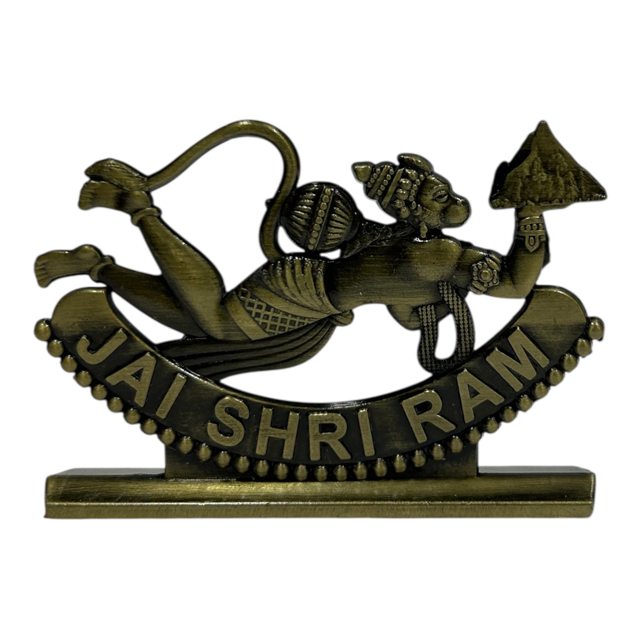 Sanjeevini Anjaneya Jai Shri Ram Antique Metal Stand  Gift for Spiritual Home Decor & Festival