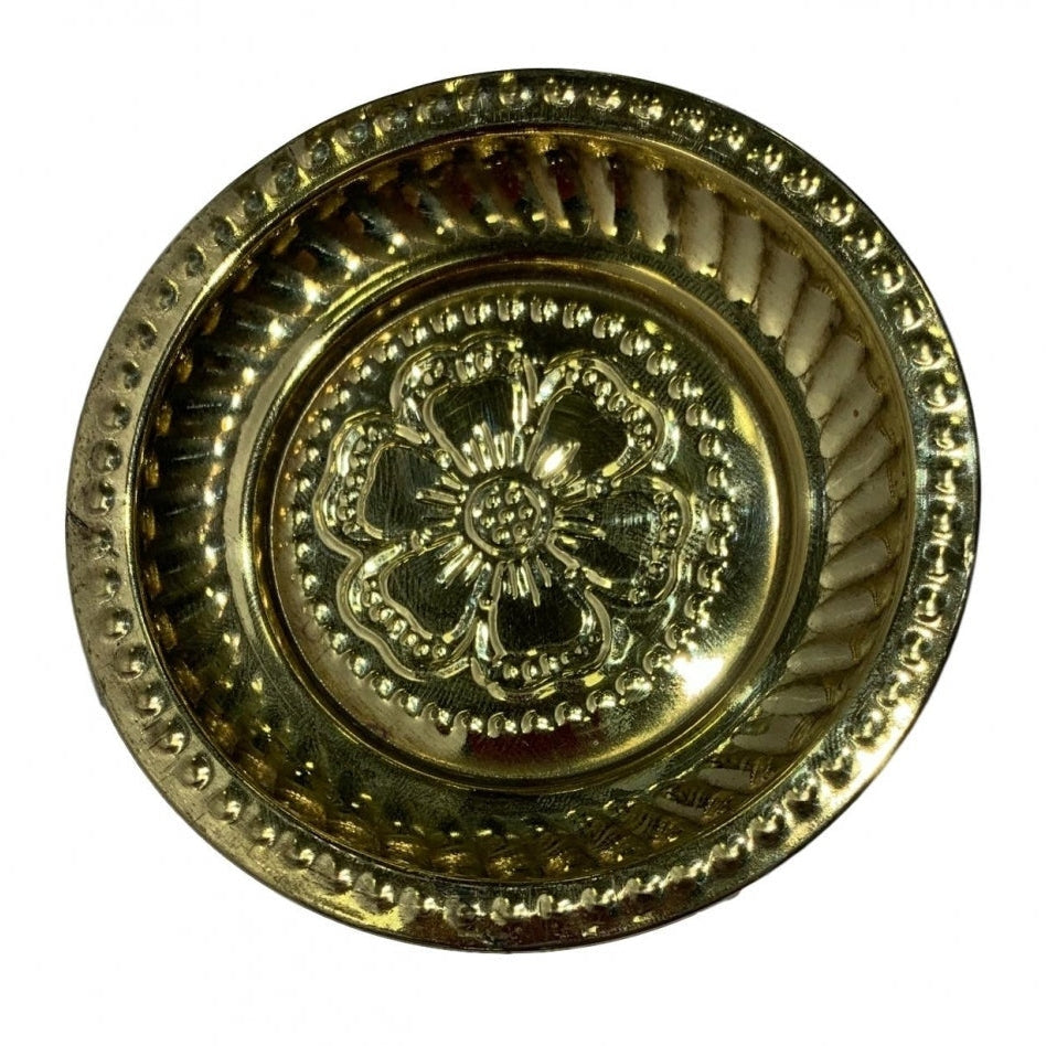 Flower Embossed Brass Plate No : 5