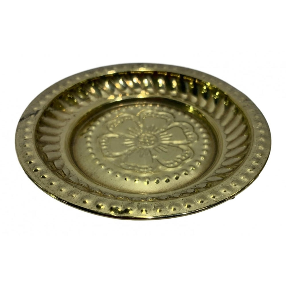 Flower Embossed Brass Plate No : 10