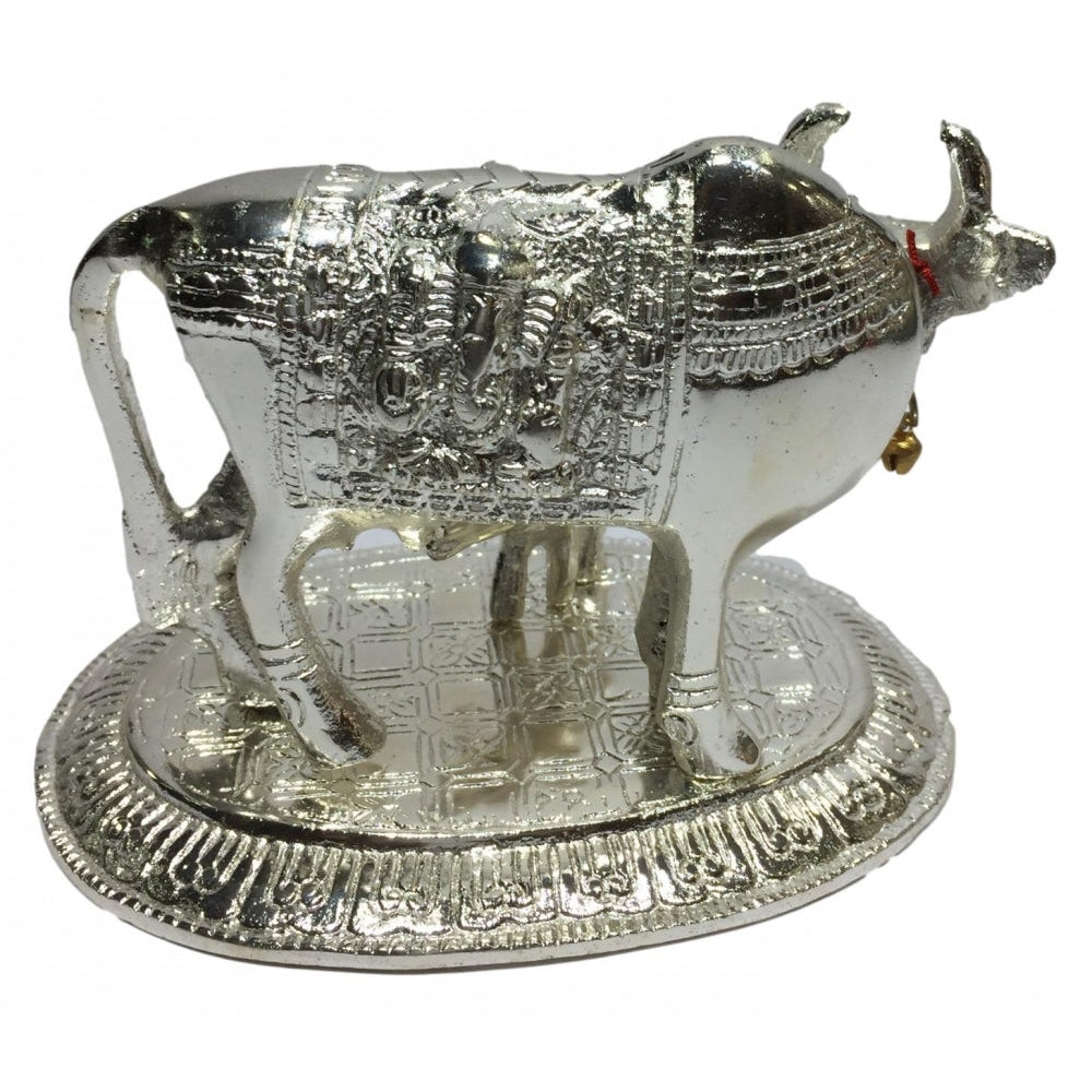 Silver coated Cow and Calf  Figurine  Home Decorative Showpiece 5 inch