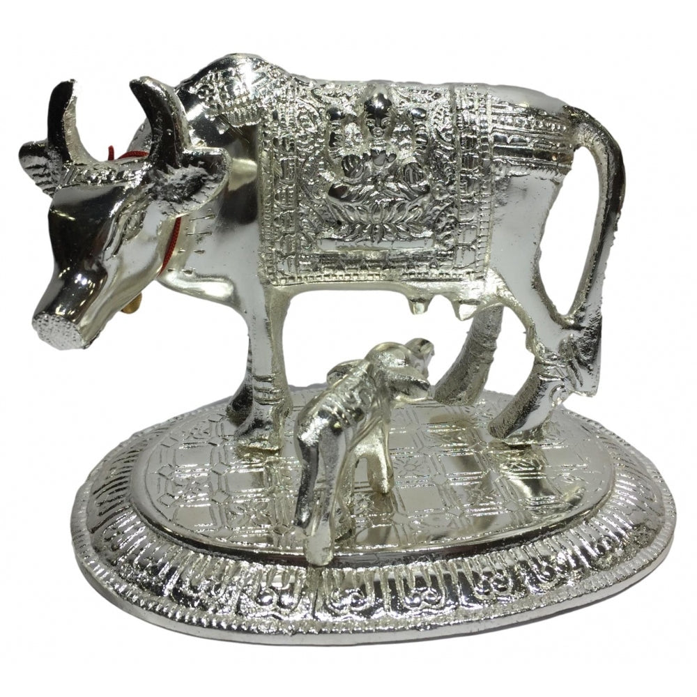 Silver coated Cow and Calf  Figurine  Home Decorative Showpiece 5 inch