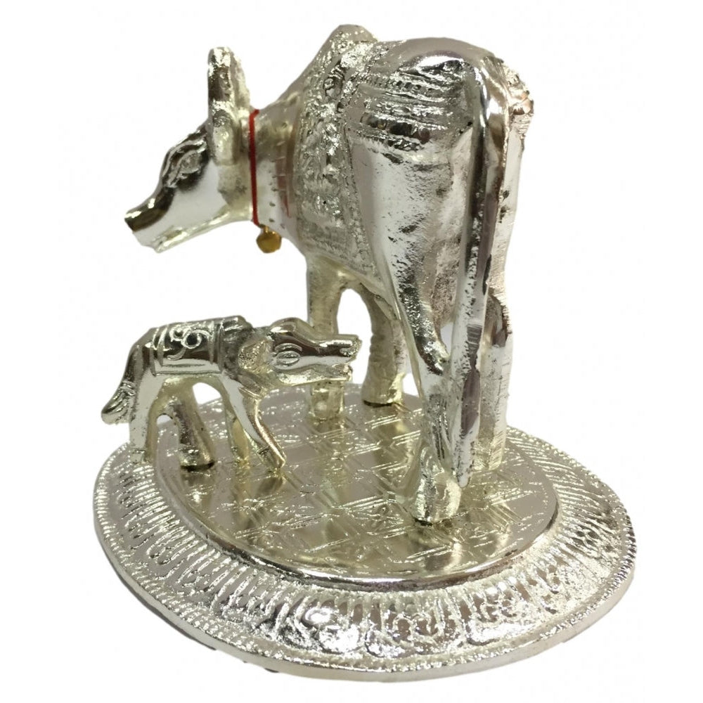 Silver coated Cow and Calf  Figurine  Home Decorative Showpiece 5 inch