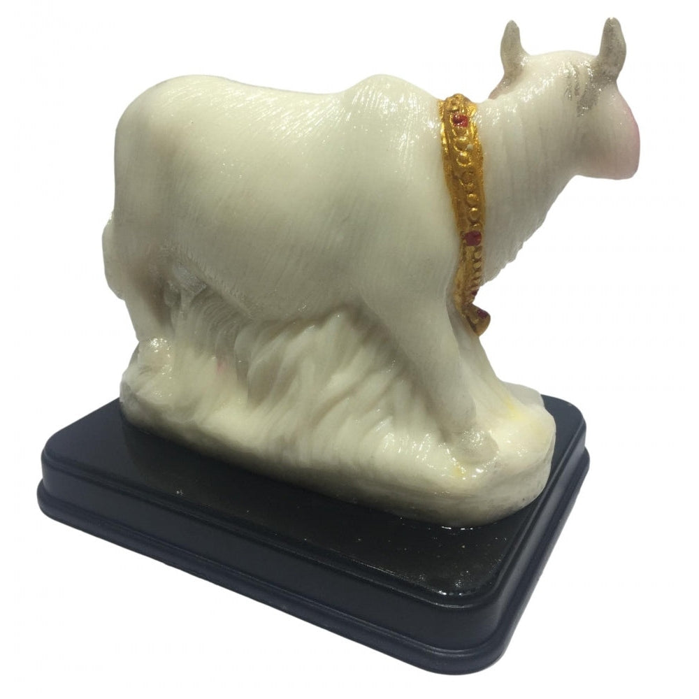 Pure White Marble Look Gou Mata or Cow and Calf Decorative Show piece 6 inch