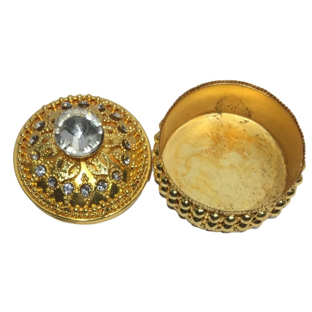 Gold Coated Stone decorative Kumkum Box