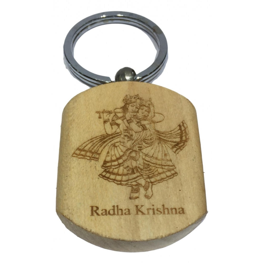 Radha Krishna Wooden Key Chain