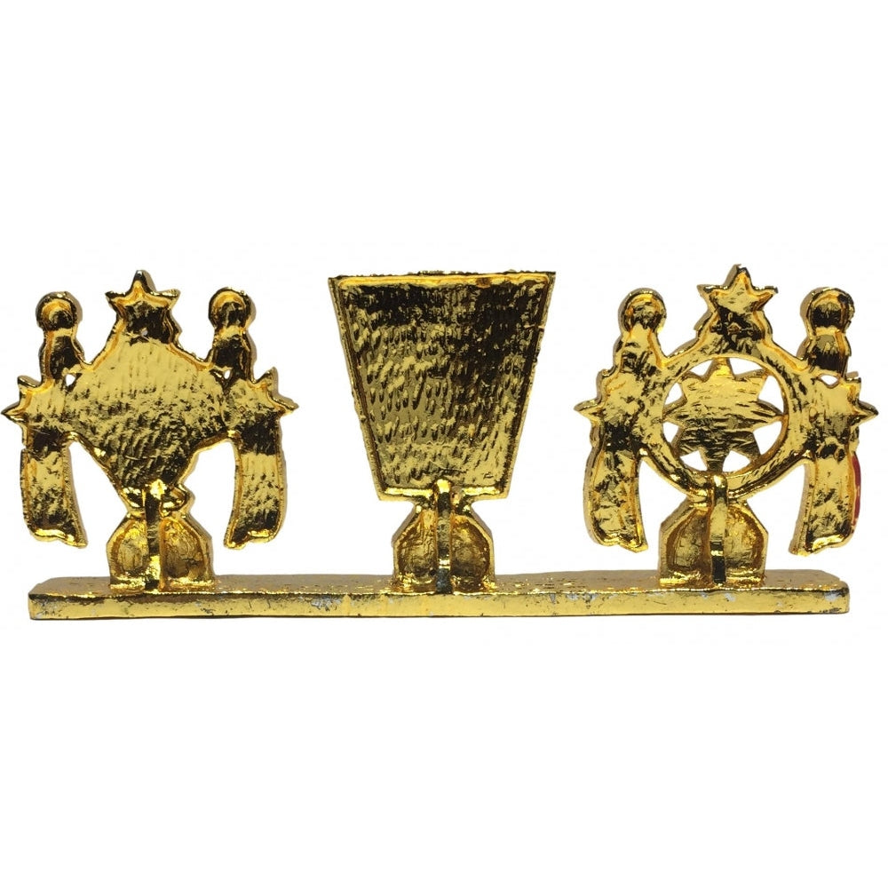 Namam Shanku Chakra Gold Plated Stone Decorative Car Home Decor Showpiece 1.5 inch