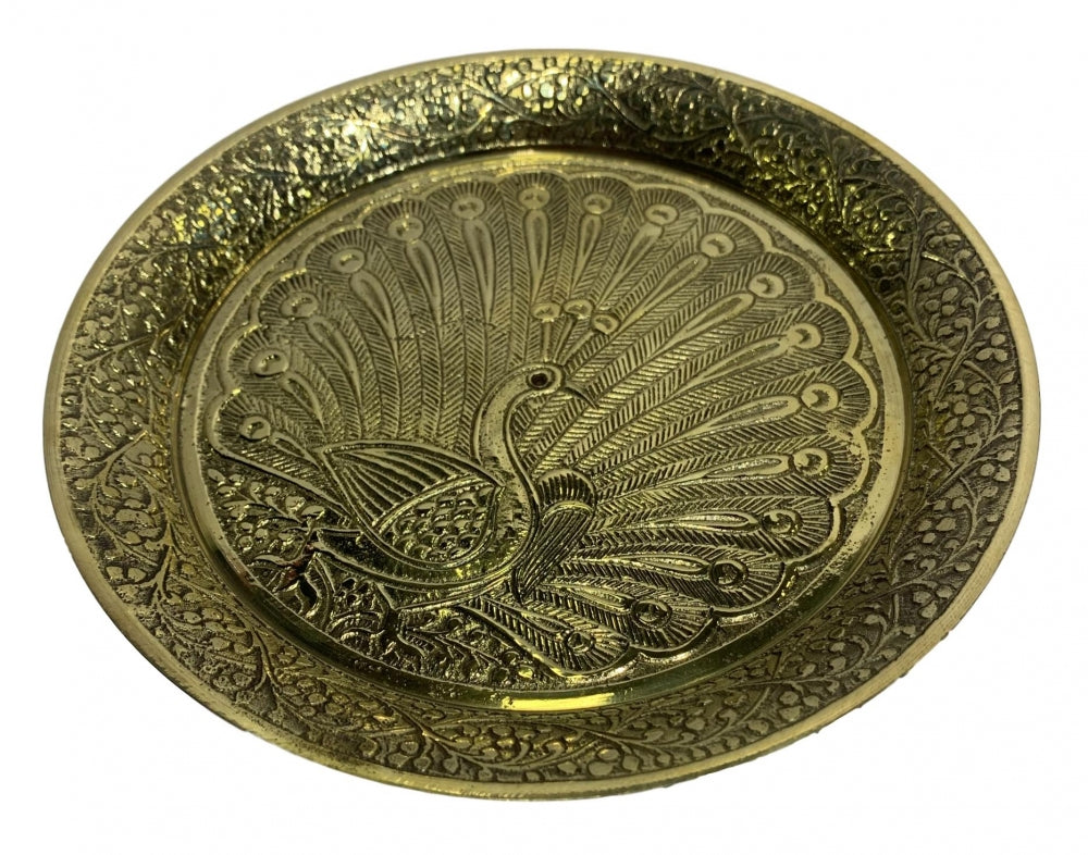 Brass Mayur Design Multipurpose Pooja Pin Tray size 7 inch