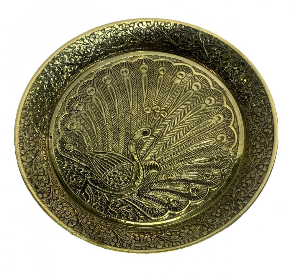 Brass Mayur Design Multipurpose Pooja Pin Tray size 7 inch