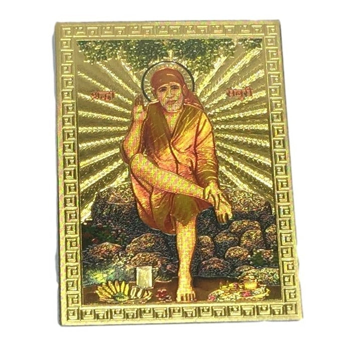 Sai Baba in Orange Dress Fridge Magnet 6.25 X 8.5 Cms