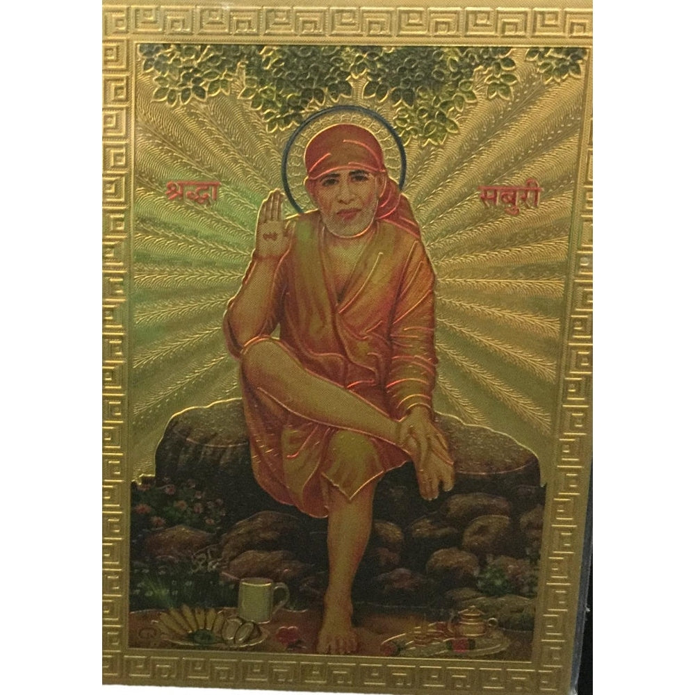 Sai Baba in Orange Dress Fridge Magnet 6.25 X 8.5 Cms