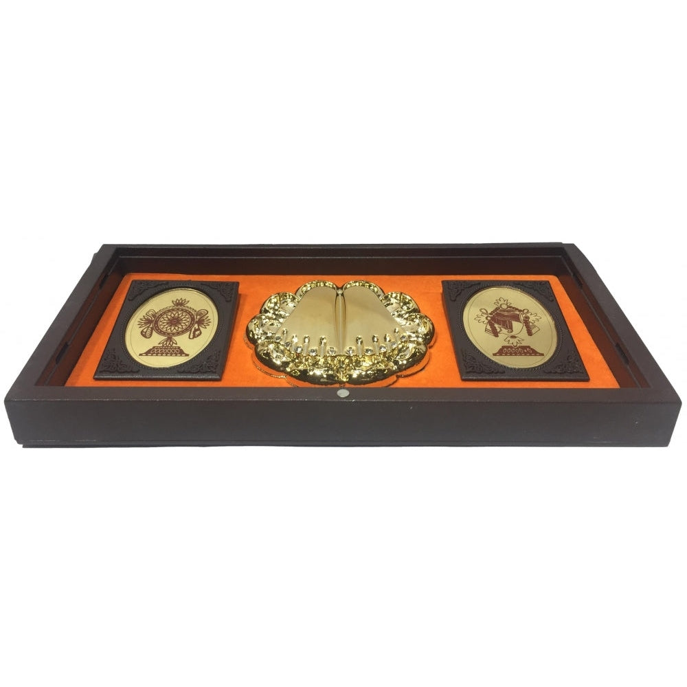 Sri Tirupati Balaji Gold Plated Charan Box  Corporate Gift 21 x 11 cms