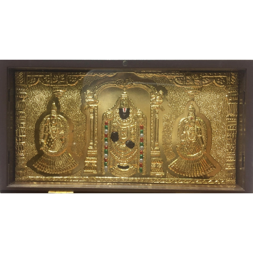 Sri Tirupati Balaji Gold Plated Charan Box  Corporate Gift 21 x 11 cms