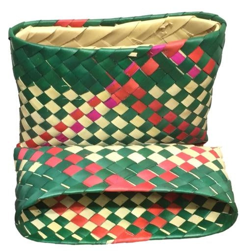 Traditional Green Palm Leaf Pooja Pouch or Panai Olai Petti or Thiruman Box size 5 x 6.5 inch