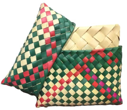 Traditional Green Palm Leaf Pooja Pouch or Panai Olai Petti or Thiruman Box size 5 x 6.5 inch