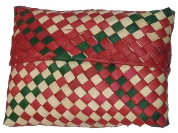 Traditional Red Palm Leaf Pooja Pouch or Panai Olai Petti or Thiruman Box size 5 x 6.5 inch