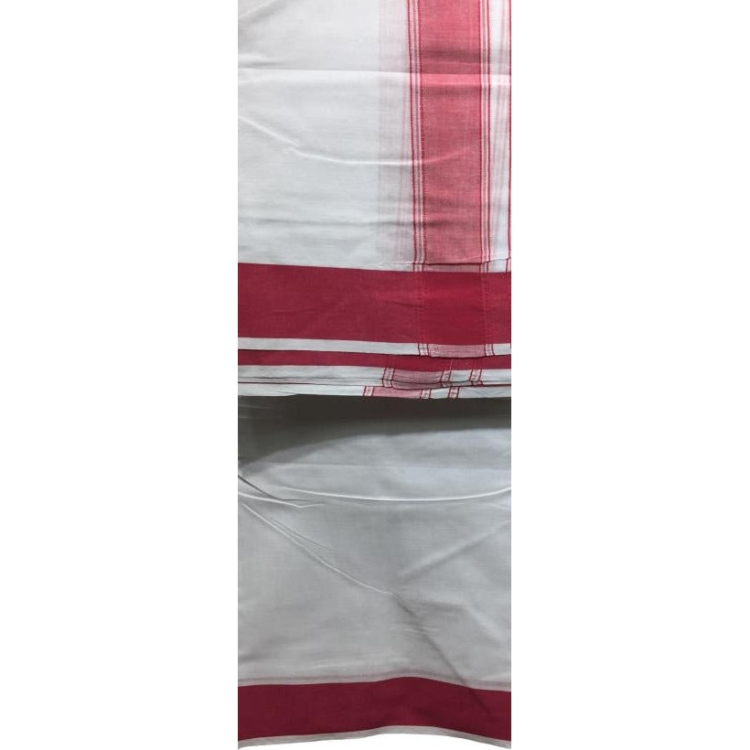 Pure White Cotton 9 X 5 yards Veshti Set with Dual Colour Simple Border