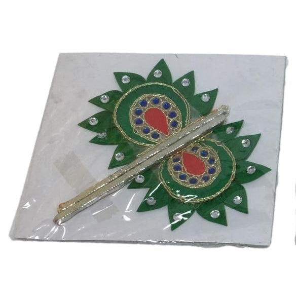 Decorative Green Satin Silk Visiri  or Mini Hand Fan for Home Deity 4 inch