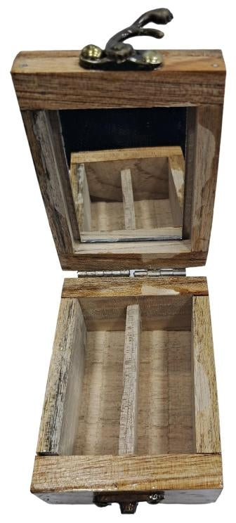 Teak Wood Thenkalai Square Thiruman Box with Mirror inside