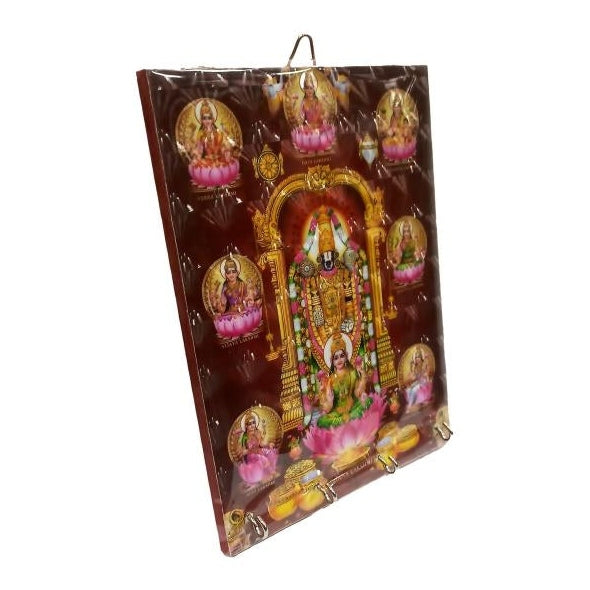 Srinivasar Ashta Lakshmi 4 Hooks 3D  Key Holder / Balaji Lakshmi Wall hanging / Key Stand size 6 x 8 inch