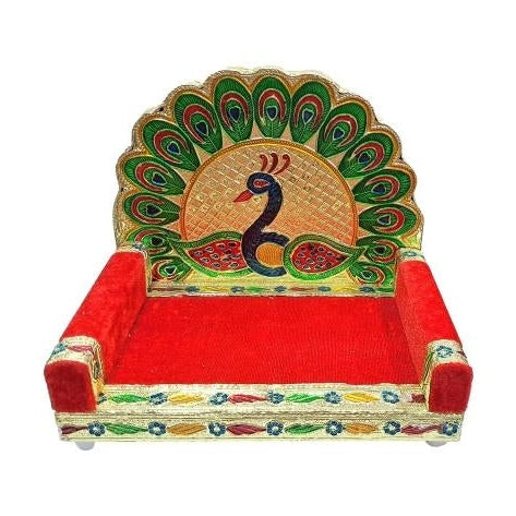 Peacock Design Minakari Chowki or Mayur Deity Pooja Stand Size 4.5 / 5.5 / 7 inches