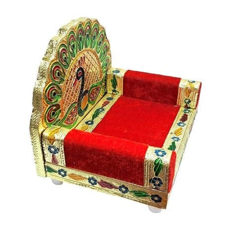 Peacock Design Minakari Chowki or Mayur Deity Pooja Stand Size 4.5 / 5.5 / 7 inches