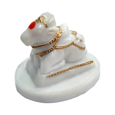 White Marble Shiva with Nandhi Figurine Pooja Decorative Showpiece size 3 inch