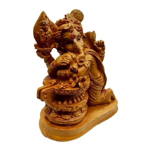 Sri Ganesh Hugging Shiv Ling Wooden Home Décor Show Piece Size 7 inch