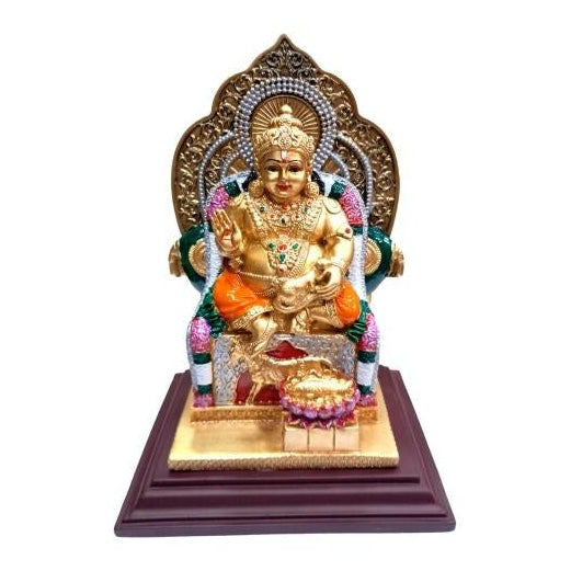 Welath God Kubera Multicolour Gypsm Decorative Showpiece Figurine 7.5 inch