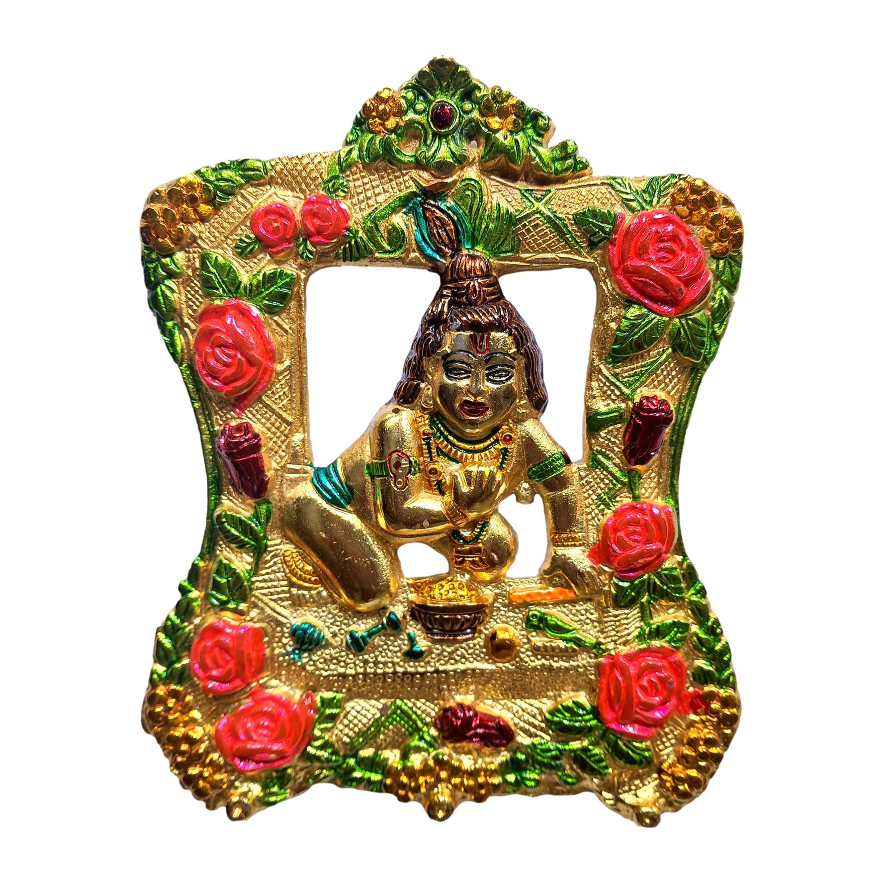 Laddu Krishna Multicolour Decorative Wall hanging Art Size 9 inch