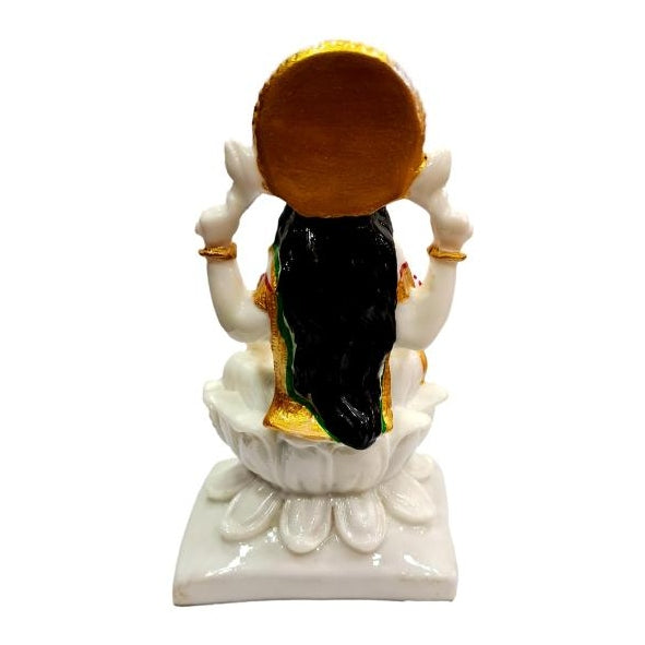 Sri Mahalakshmi Golden White Marble Dust Figurine Decorative Showpiece 7 Inch