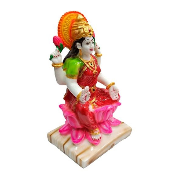 Multicolour Sri Mahalakshmi Marble Dust Figurine Decorative Showpiece 7 Inch