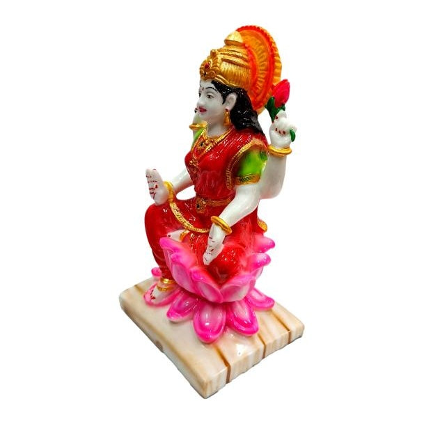 Multicolour Sri Mahalakshmi Marble Dust Figurine Decorative Showpiece 7 Inch