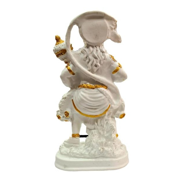 Standing Abhaya Hastha Gadhai Hanuman White Marble Dust Figurine Pooja Decorative Showpiece Size 6.5 inch