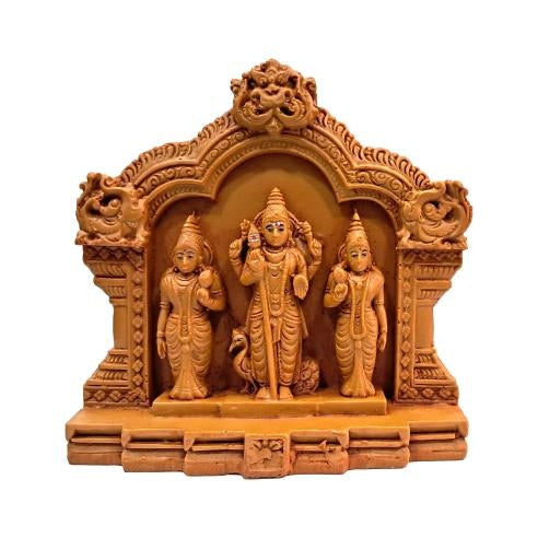 Sri Mayil Murugan with Valli Deivanai under Arch standing Wooden Home Décor Show Piece Size 5 inch / முருகன் சிலை