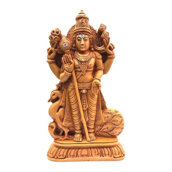 Rajalankara Peacock Vel Murugan standing Wooden Home Décor Show Piece Size 7.5 inch / முருகன் பெரிய சிலை