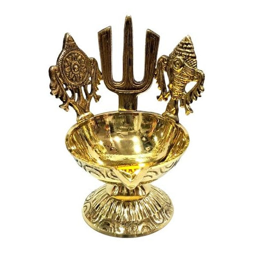 Brass Thiruman Shanku Chakra Lamp