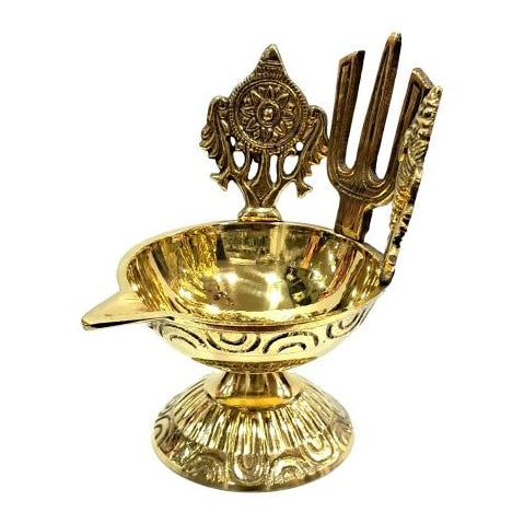 Brass Thiruman Shanku Chakra Lamp