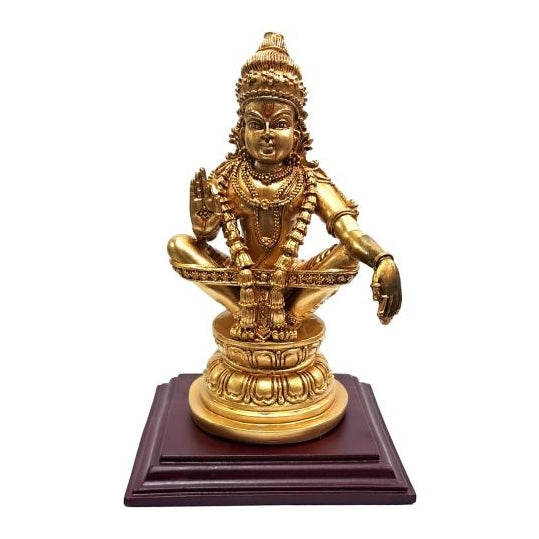 Swami Ayyapan Golden Fibre Figurine Pooja Decorative Showpiece size 7 Inch