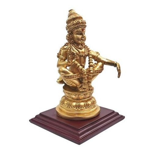 Swami Ayyapan Golden Fibre Figurine Pooja Decorative Showpiece size 7 Inch