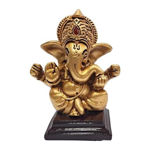 Shining Golden Ganesh Fibre Golu Doll Pooja Ghar Decorative Showpiece 3 inch