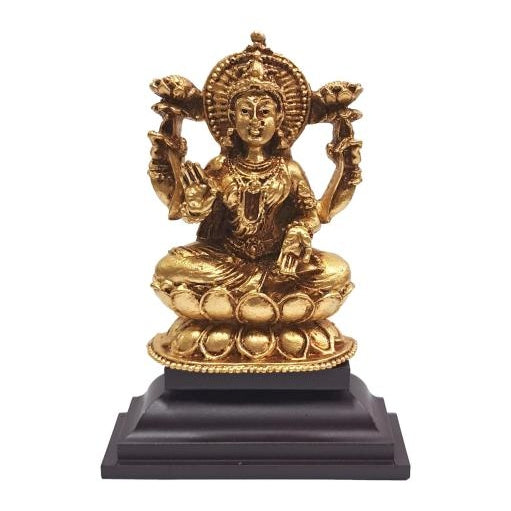 Shining Golden Sri Maha Lakshmi Fibre Figurine Pooja Decorative Showpiece 4.5 inch