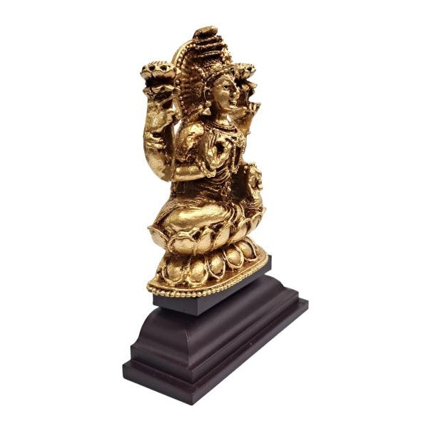 Shining Golden Sri Maha Lakshmi Fibre Figurine Pooja Decorative Showpiece 4.5 inch