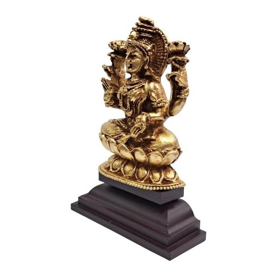 Shining Golden Sri Maha Lakshmi Fibre Figurine Pooja Decorative Showpiece 4.5 inch