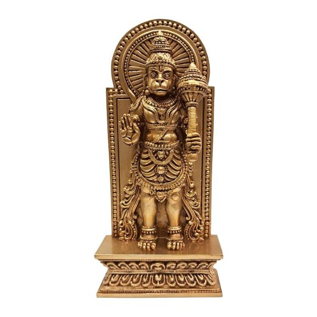 Standing Abhaya Hastha Gadhai Hanuman Fibre Figurine Pooja Decorative Showpiece Size 9 inch