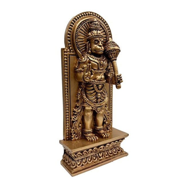 Standing Abhaya Hastha Gadhai Hanuman Fibre Figurine Pooja Decorative Showpiece Size 9 inch