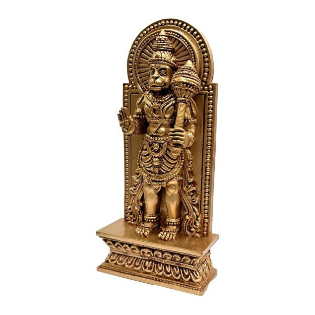 Standing Abhaya Hastha Gadhai Hanuman Fibre Figurine Pooja Decorative Showpiece Size 9 inch